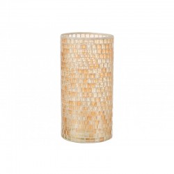 Vase cylindrique mosaiques en verre orange 15x15x29 cm