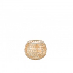 Portavelas de vidrio en forma de bola naranja de 15.5x15.5x12 cm