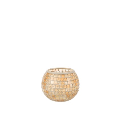 Photophore boule en verre orange 15.5x15.5x12 cm