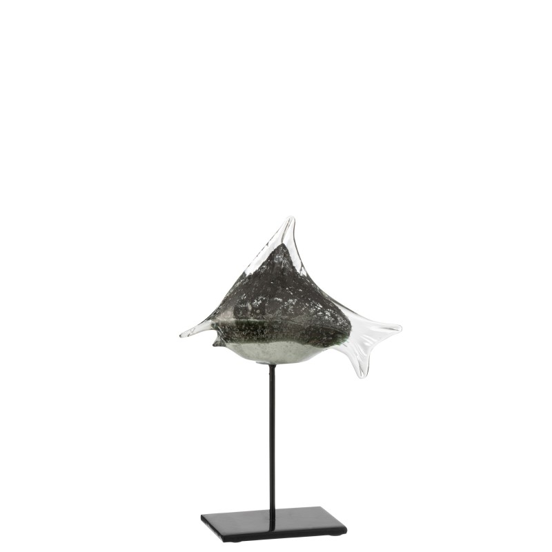 Poisson sur socle en verre gris 23x8x30 cm