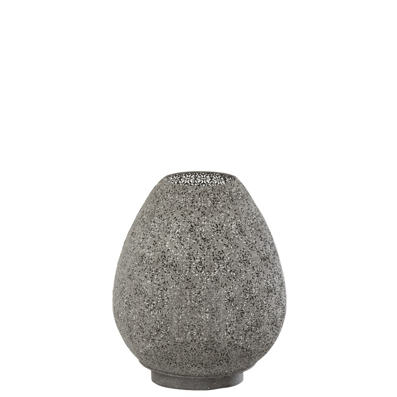 Portavelas de metal gris 36.5x37x43cm