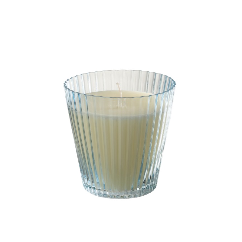 Bougie dans pot en verre bleu 15x15x15 cm