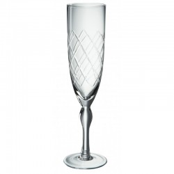 Flute à champagne gravé en verre transparent H25cm