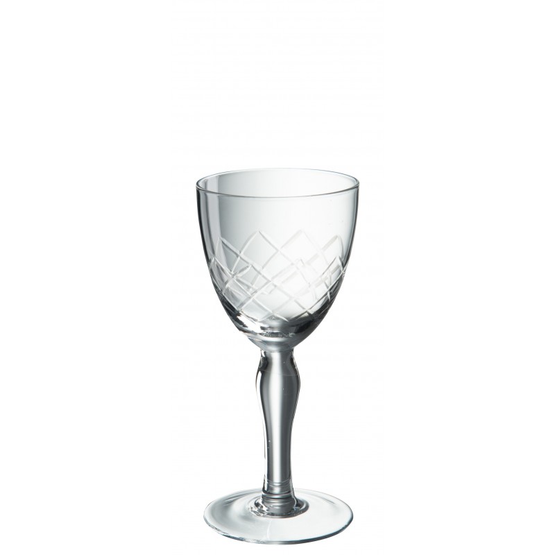Vaso de vino grabado en vidrio transparente de 17 cm de altura