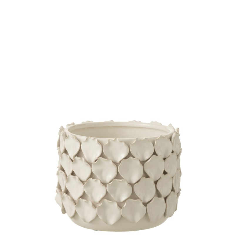 Jarrón redondo de cerámica blanco de 19x19x15 cm Jarrón redondo de cerámica blanco de 19x19x15 cm