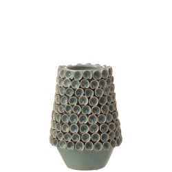 Vase en céramique bleu 17x17x22 cm