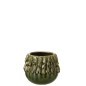 Cachepot rond en céramique verte avec décoration tropicale Cachepot rond en céramique verte avec décoration tropicale