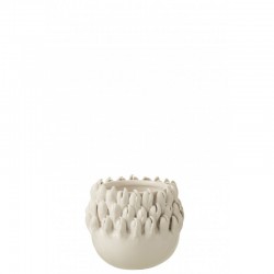 Cachepot de cerámica blanco 13.5x13.5x12.5 cm