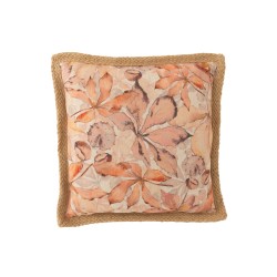 Coussin carré avec motifs en coton beige 49x49cm