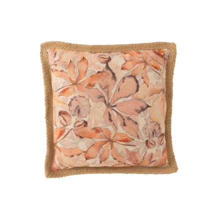 Coussin carré avec motifs en coton beige 49x49cm