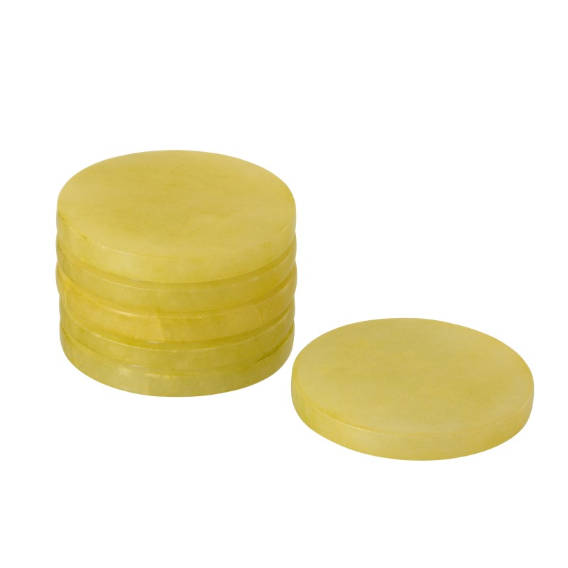 6 sous-verres en bois jaune D10cm 6 sous-verres en bois jaune D10cm