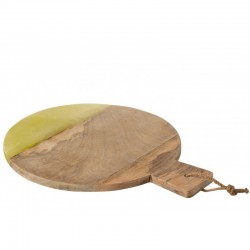 Planche à découper ronde en bois naturel et jaune L50cm