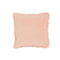 Cuscino quadrato con bordo lungo in cotone e lino rosa 45x45cm