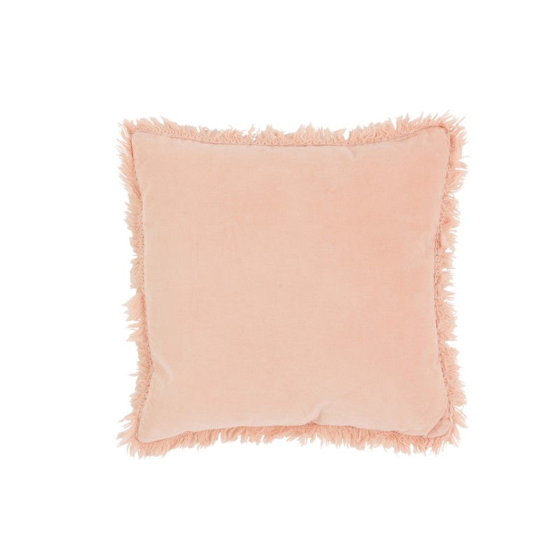 Cuscino quadrato con bordo lungo in cotone e lino rosa 45x45cm Cuscino quadrato con bordo lungo in cotone e lino rosa 45x45cm