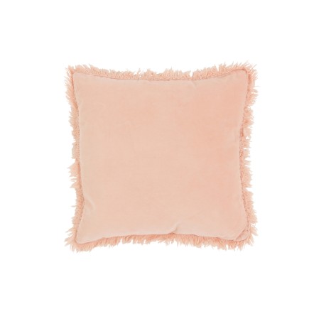 Coussin carré à bord long en coton et lin rose 45x45cm
