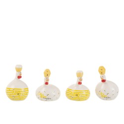 Set de 4 poules en céramique jaune 8x8x12 cm
