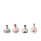 Set de 4 gallinas con palabra en cerámica blanca - roja 7x7x11 cm