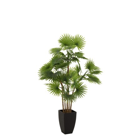 Palmier fan en pot en plastique vert 75x75x112 cm