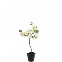 Árbol en flor de textil blanco 24x24x52 cm