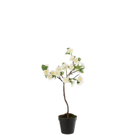 Arbre en fleurs en textile blanc 24x24x52 cm