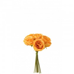 Bouquet de 7 roses en plastique orange 20x20x25 cm