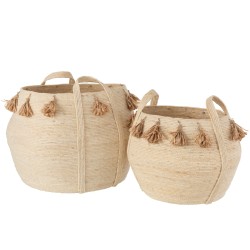 Lot de 2 paniers naturels en bois naturel 47x47x45 cm