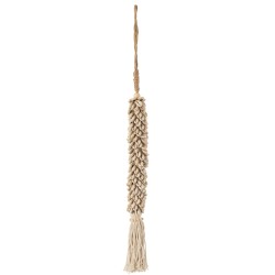 Suspension de coquillages décoration thème mer en raphia naturel 6x6x66 cm