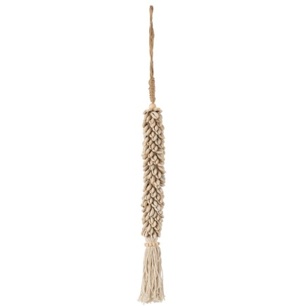 Suspension de coquillages décoration thème mer en raphia naturel 6x6x66 cm