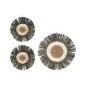 SET DE 3 DECORATION MURALE RONDE ROTIN RAPHIA GRIS