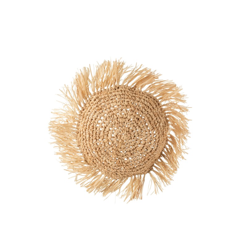 Coussin rond en rotin et raphia naturel D45cm - Coussin d'extérieur