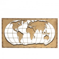 Carte du monde en miroir sur plaque métal 150 cm