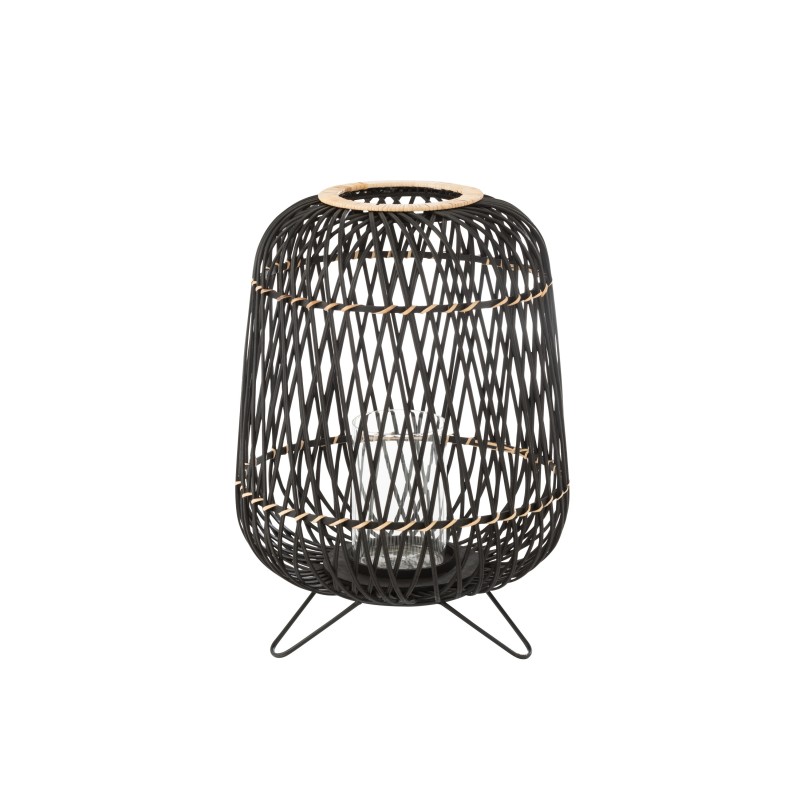 Lanterne sur pied en bois noir 41x41x57 cm Lanterne sur pied en bois noir 41x41x57 cm