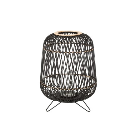 Farol sobre base de madera negra 41x41x57 cm