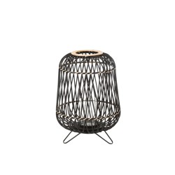 Farol sobre base de madera negra 36x36x49 cm