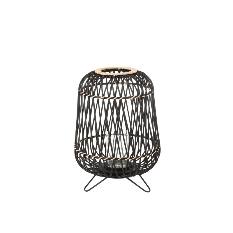 Lanterne sur pied en bois noir 36x36x49 cm Lanterne sur pied en bois noir 36x36x49 cm