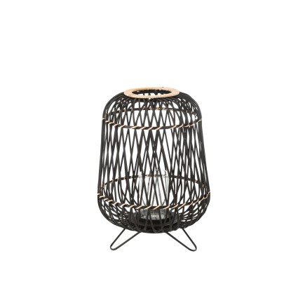 Farol sobre base de madera negra 36x36x49 cm