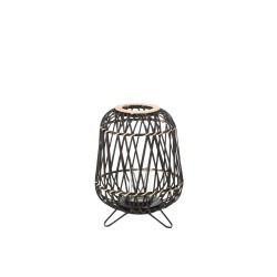 Farol sobre base de madera negra 31x31x44 cm