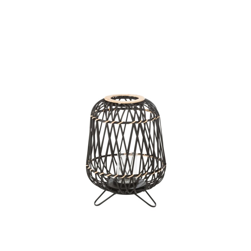 Lanterne sur pied en bois noir 31x31x44 cm Lanterne sur pied en bois noir 31x31x44 cm