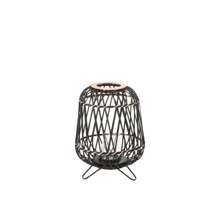 Farol sobre base de madera negra 31x31x44 cm