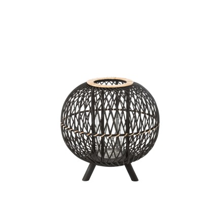 Farol bola sobre base de madera negra 43x43x43 cm