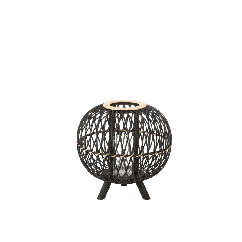 Lanterne boule sur pied en bois noir 38x38x39 cm Lanterne boule sur pied en bois noir 38x38x39 cm