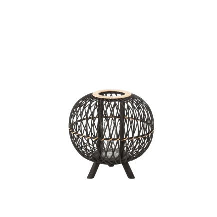 Farol bola sobre base de madera negra 38x38x39 cm