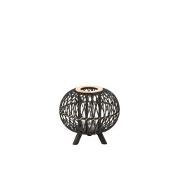 Farol bola sobre base de madera negra 33x33x32 cm