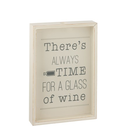 CADRE BOUCHON A GLASS OF WINE BOIS ANTIQUE ECRU