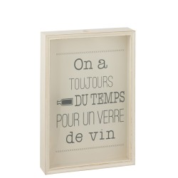 Cadre pour bouchon de vin en bois et verre blanc H50cm