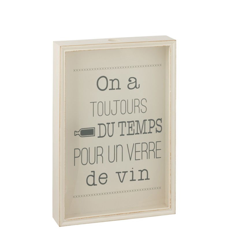 Marco para tapón de vino de madera y vidrio blanco de 50 cm de altura