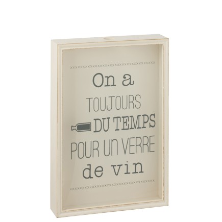 Marco para tapón de vino de madera y vidrio blanco de 50 cm de altura