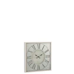 HORLOGE CARREE CHIFFRES ROMAINS MIROIR METAL BLANC SMALL