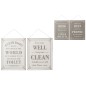 Lote de 2 letreros de baño en inglés y francés de metal blanco y gris de 30x40cm