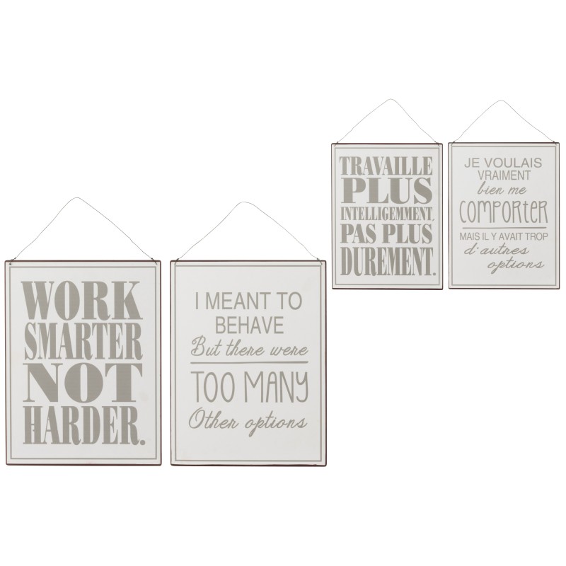 Conjunto de 2 carteles de metal gris de 26.5x0.3x35 cm
